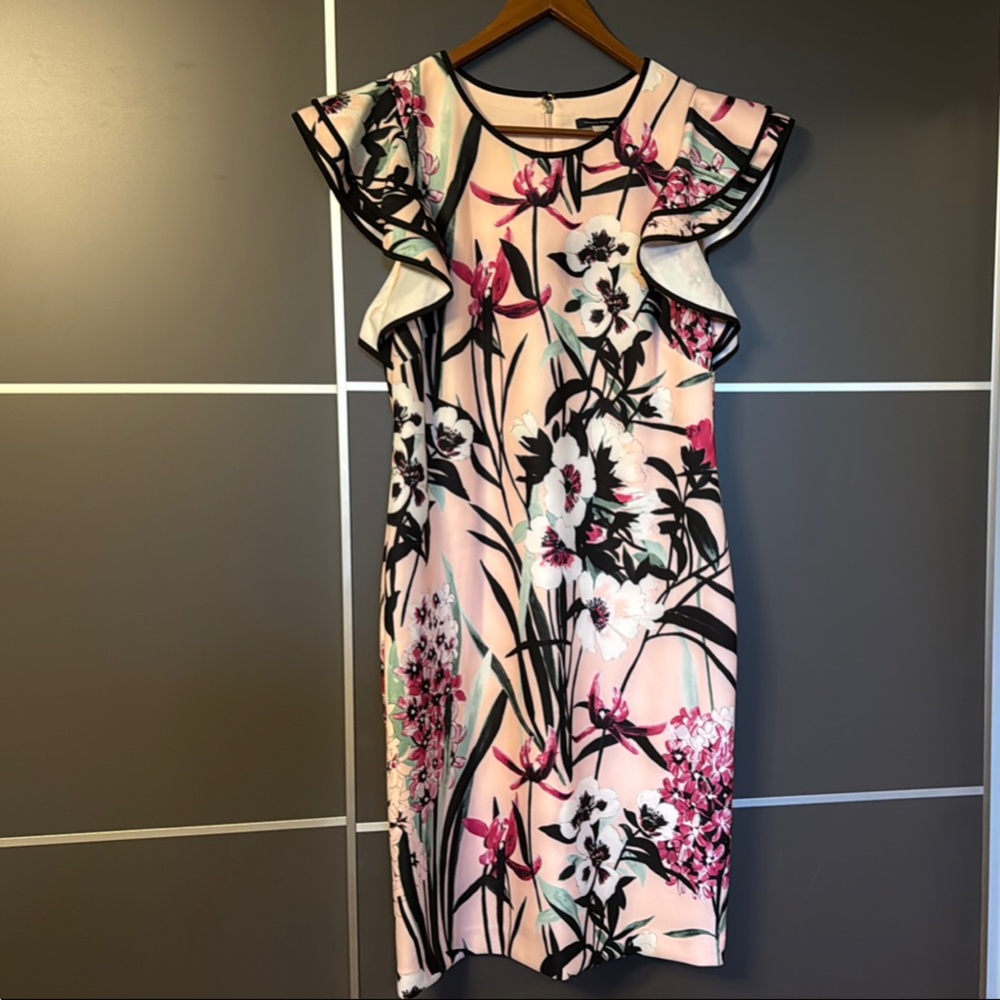 Tommy Hilfiger Pink and Black Graphic Fitted Blouse